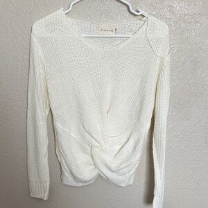 Dreamers Ivory Twist Front Sweater